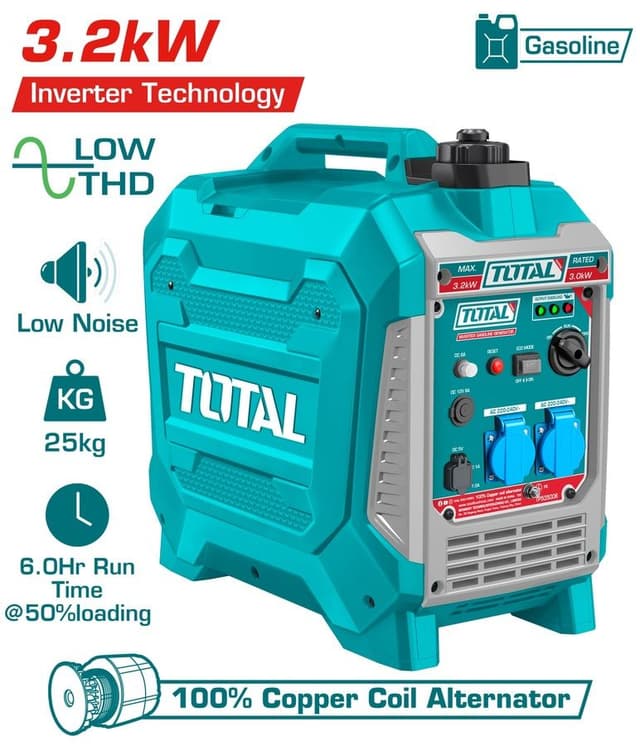 "ТОТАL" Генератор бензиновый инверторный SUPER TOTAL 220-240В, 50 Гц, 3,2кВт.